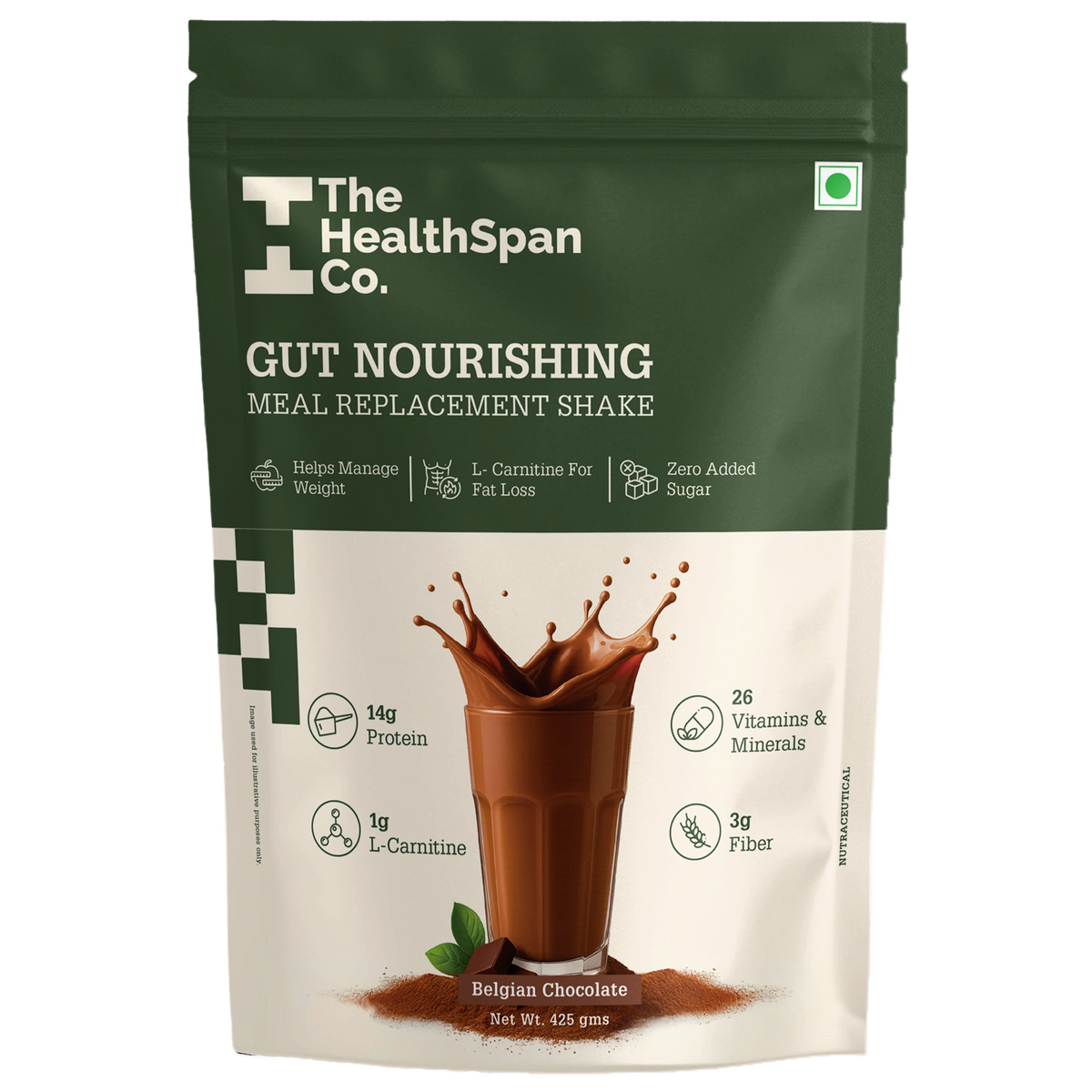 High-Protein Meal Replacement Shake | Helps Weight Loss and Improve Gut Health | Zero Added Sugar | 425 gm