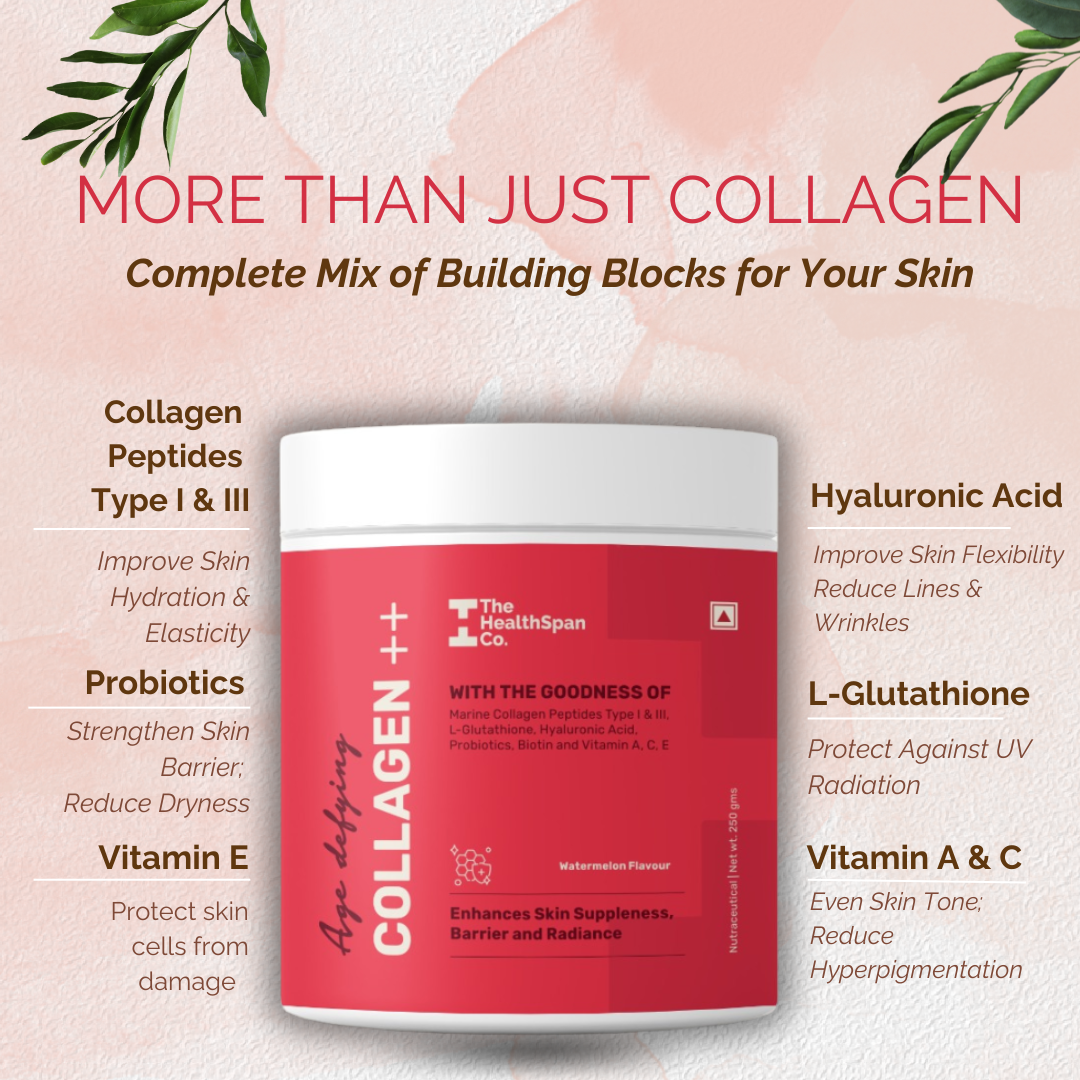 The Healthspan Co. Korean Marine Collagen++ for Women & Men, 250g | Hydrolyzed Collagen Powder | 25 Serves, Watermelon