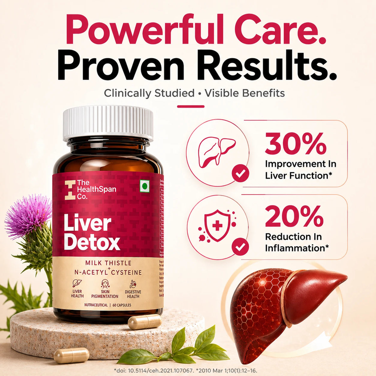 Liver Detox Capsules with Milk Thistle | Helps Improve Digestion and Reduce Inflammation | 60 Capsules