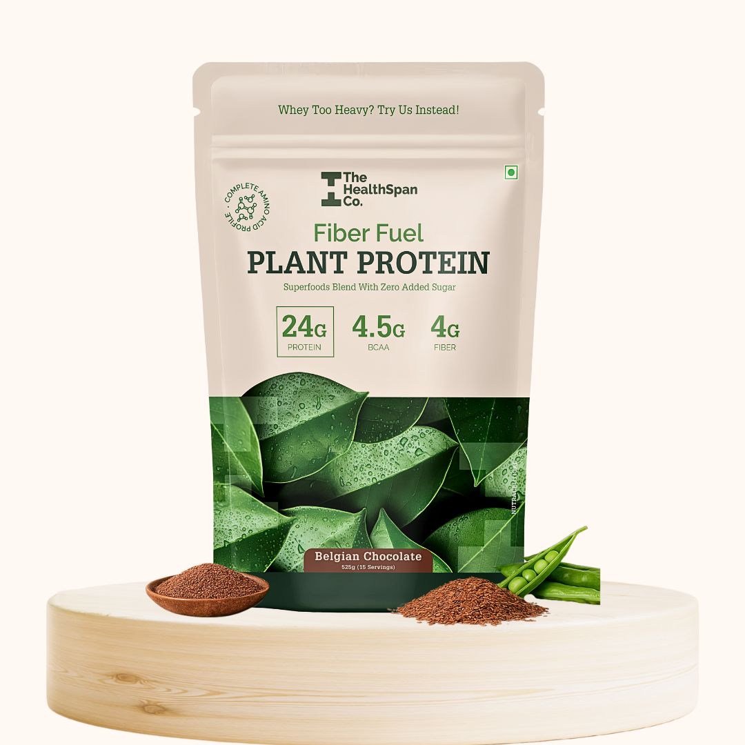 Fiber Fuel Plant Protein | 24 g Vegan Protein + 4 g Fiber | Belgian Chocolate or Unflavoured
