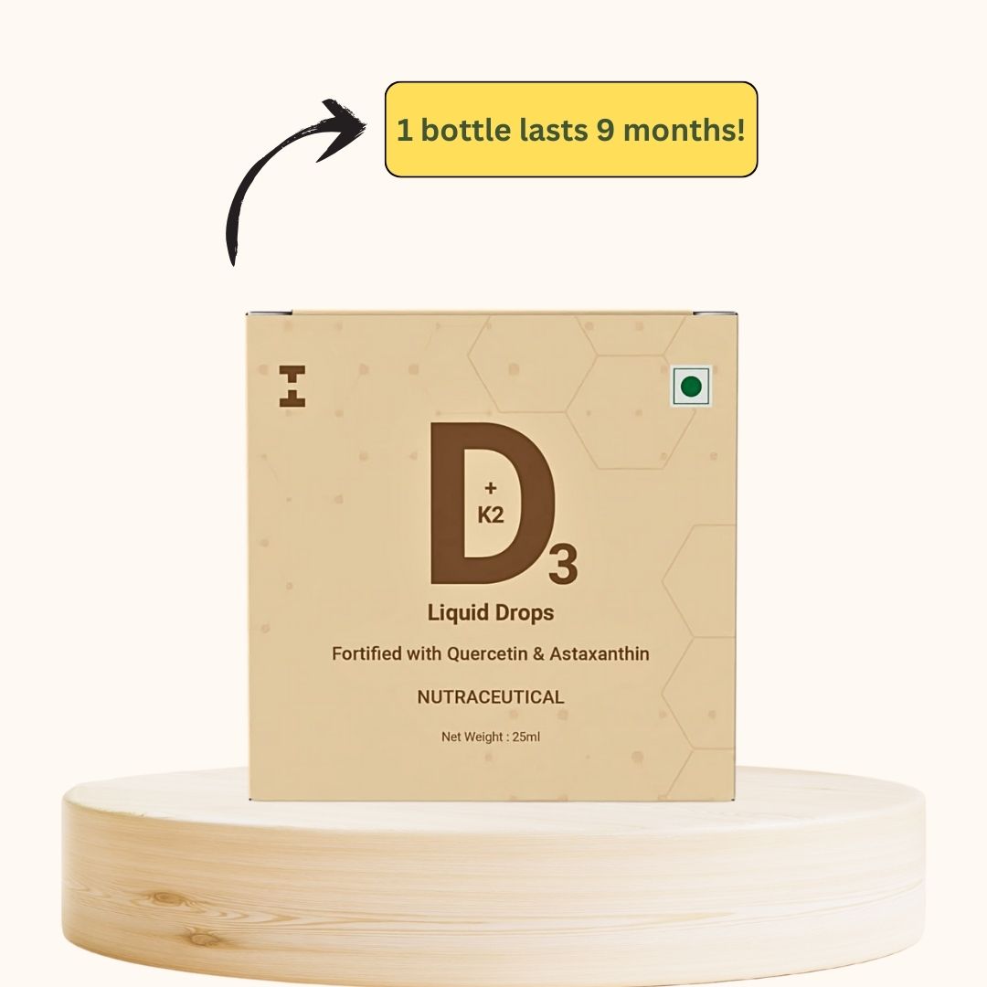 Vegan Vitamin D₃ + K₂ Drops | 600 IU D₃ + 20 µg K₂ + Quercetin & Astaxanthin in MCT Oil | 25 ml