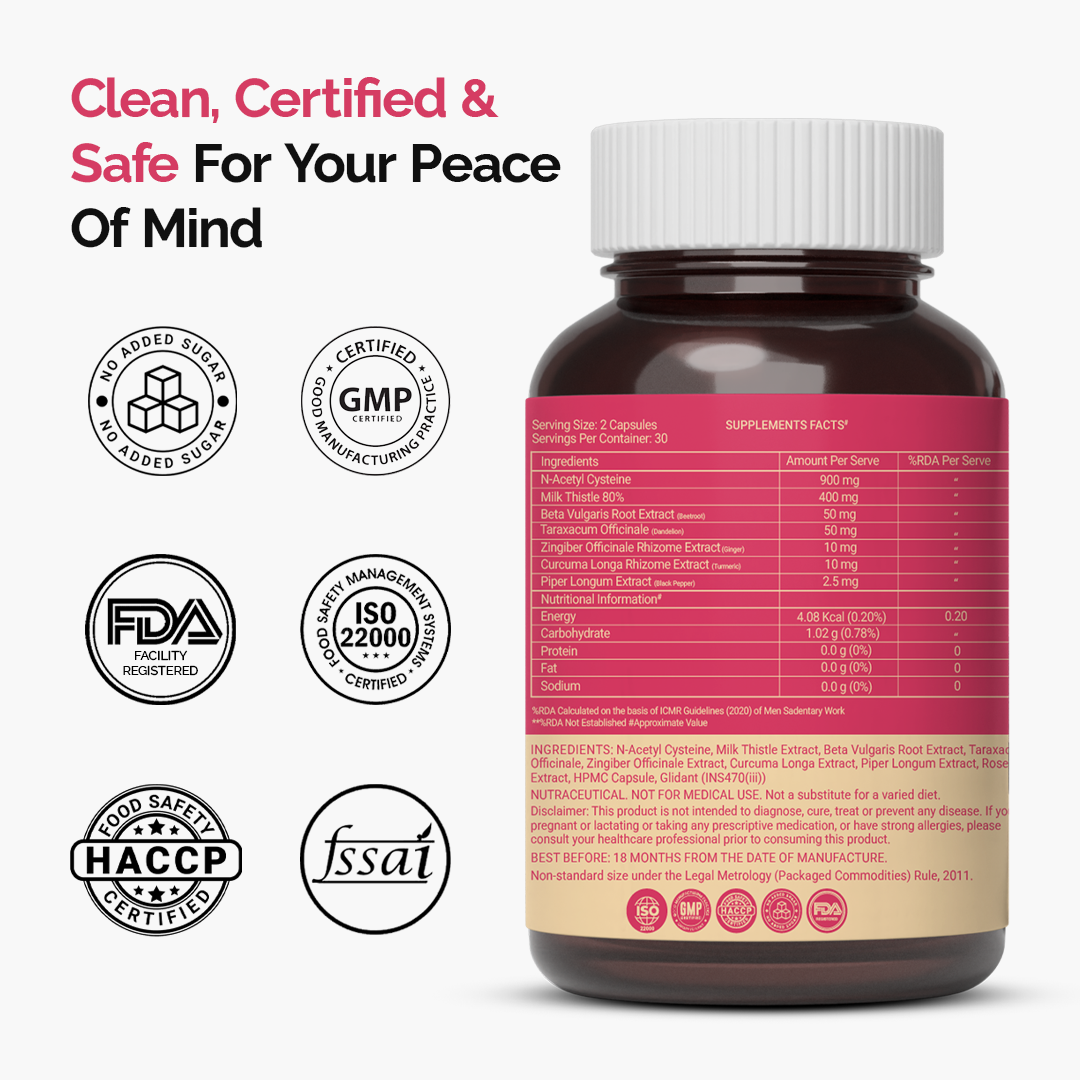 The Healthspan Co. Liver Detox Supplement | Milk Thistle (80%) & N-Acetyl Cysteine 900 mg